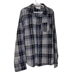 The Children's Place Plaid Button Down Shirt - Blue, Gray, Pink Size 10/12